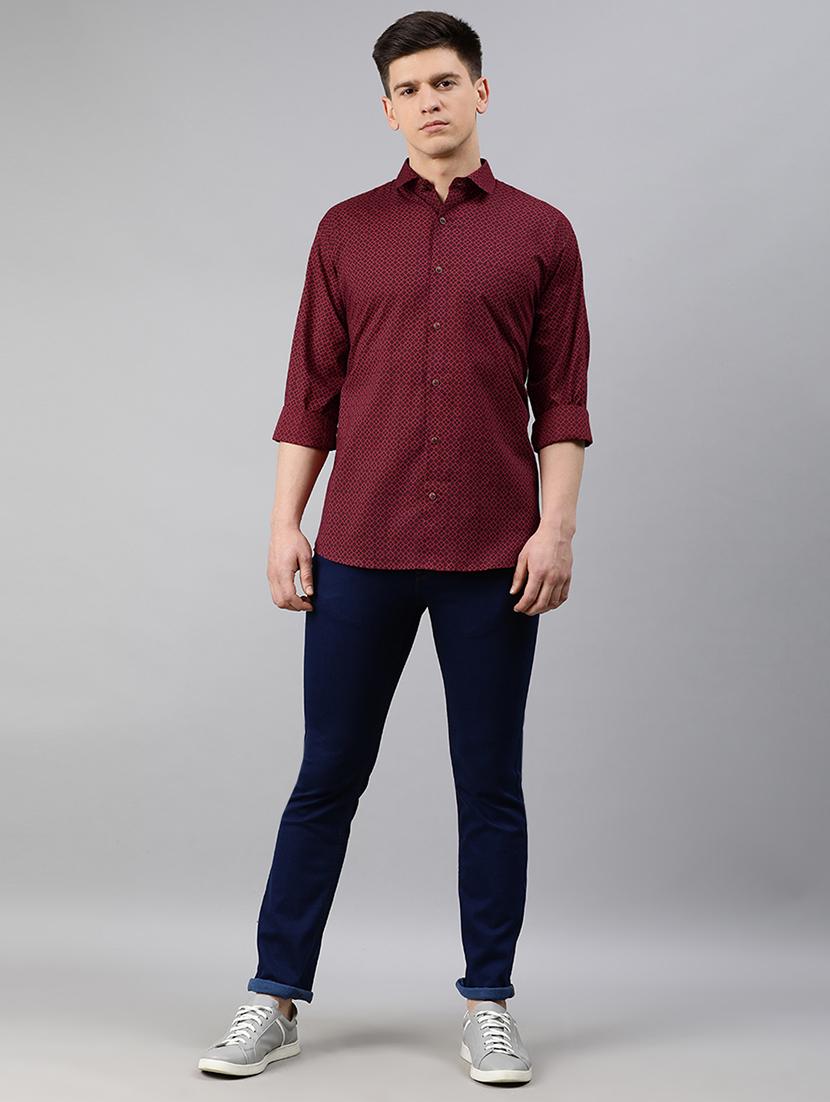 maroon geometric casual shirt - 17633999 - Zoom Image - 4