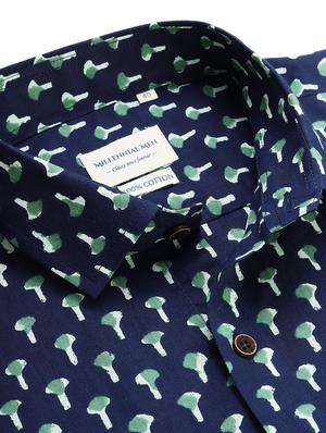 navy blue ethnic motif casual shirt - 17634009 - Standard Image - 5