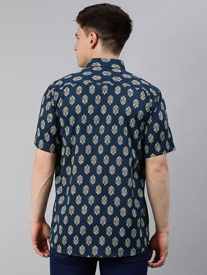 navy blue printed casual shirt - 17634012 - Standard Image - 3
