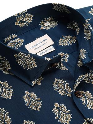 navy blue printed casual shirt - 17634012 - Standard Image - 5