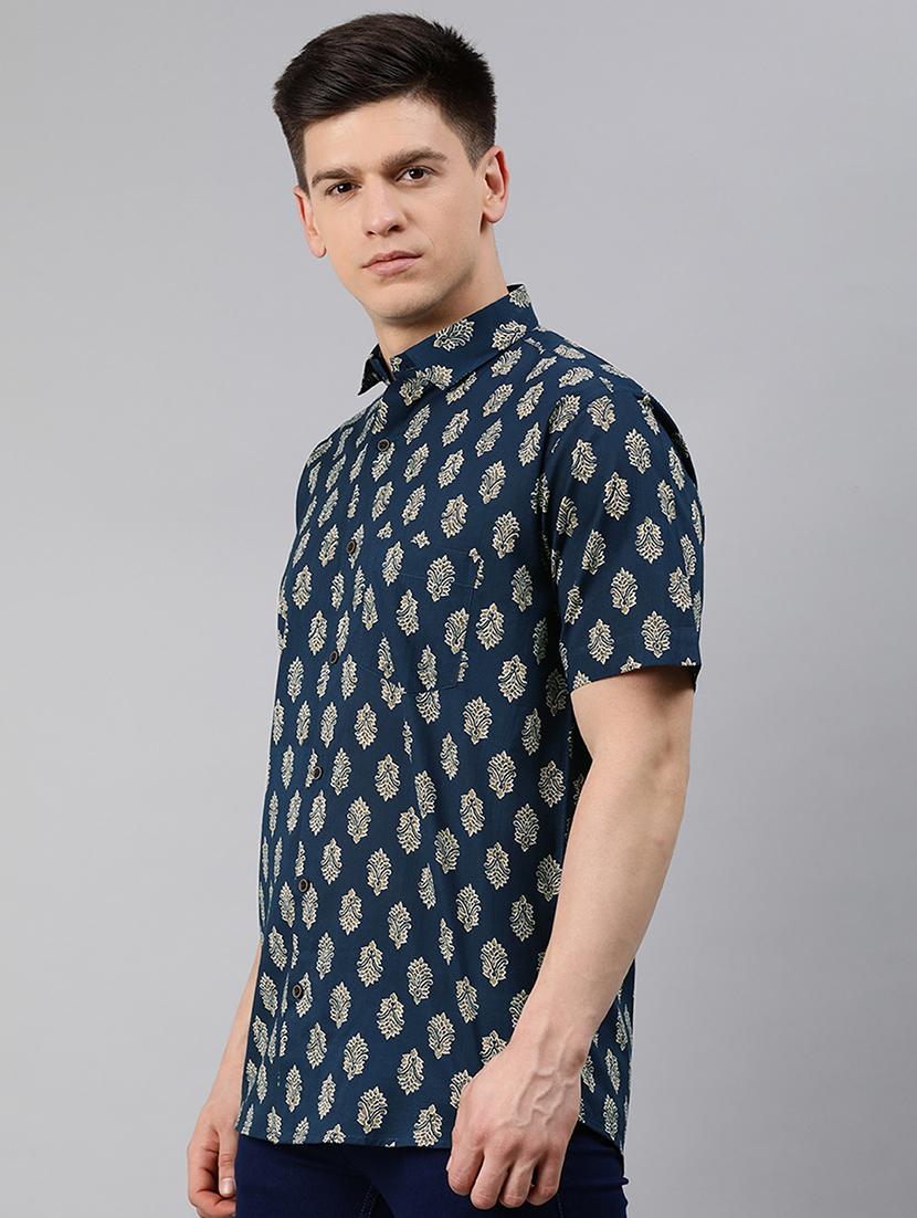 navy blue printed casual shirt - 17634012 - Zoom Image - 2