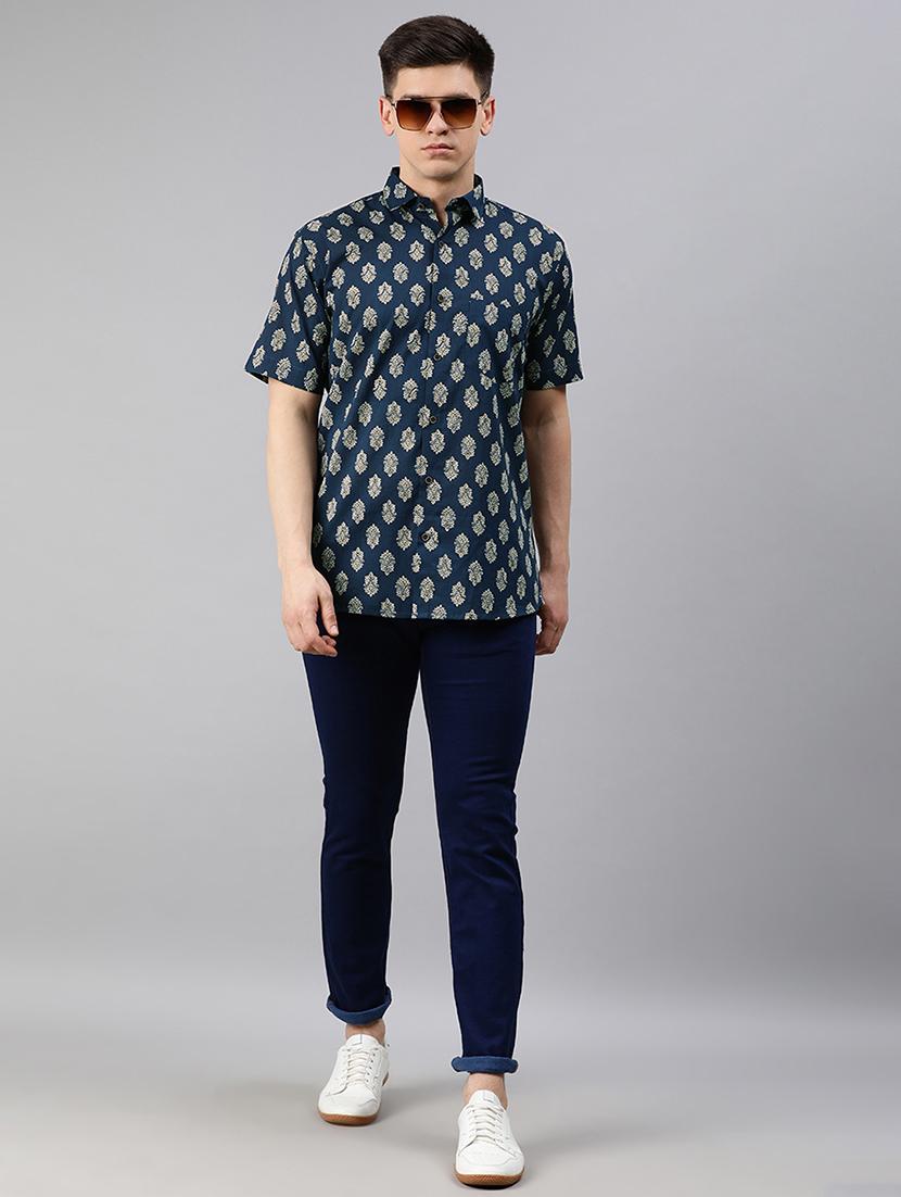 navy blue printed casual shirt - 17634012 - Zoom Image - 4