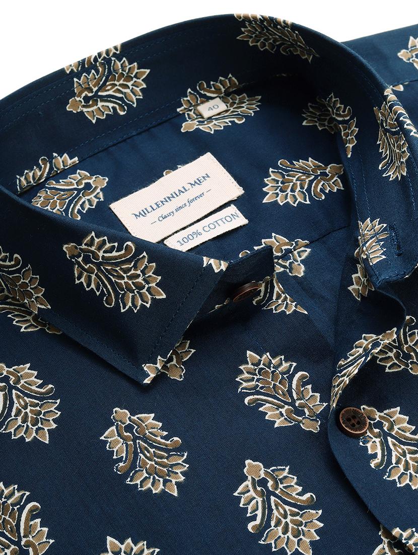 navy blue printed casual shirt - 17634012 - Zoom Image - 5