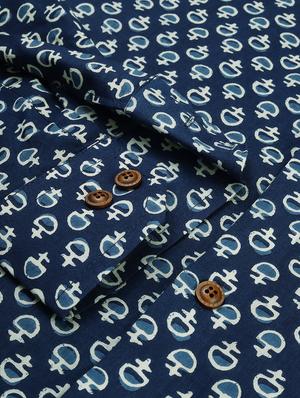 navy blue printed casual shirt - 17634014 - Standard Image - 6