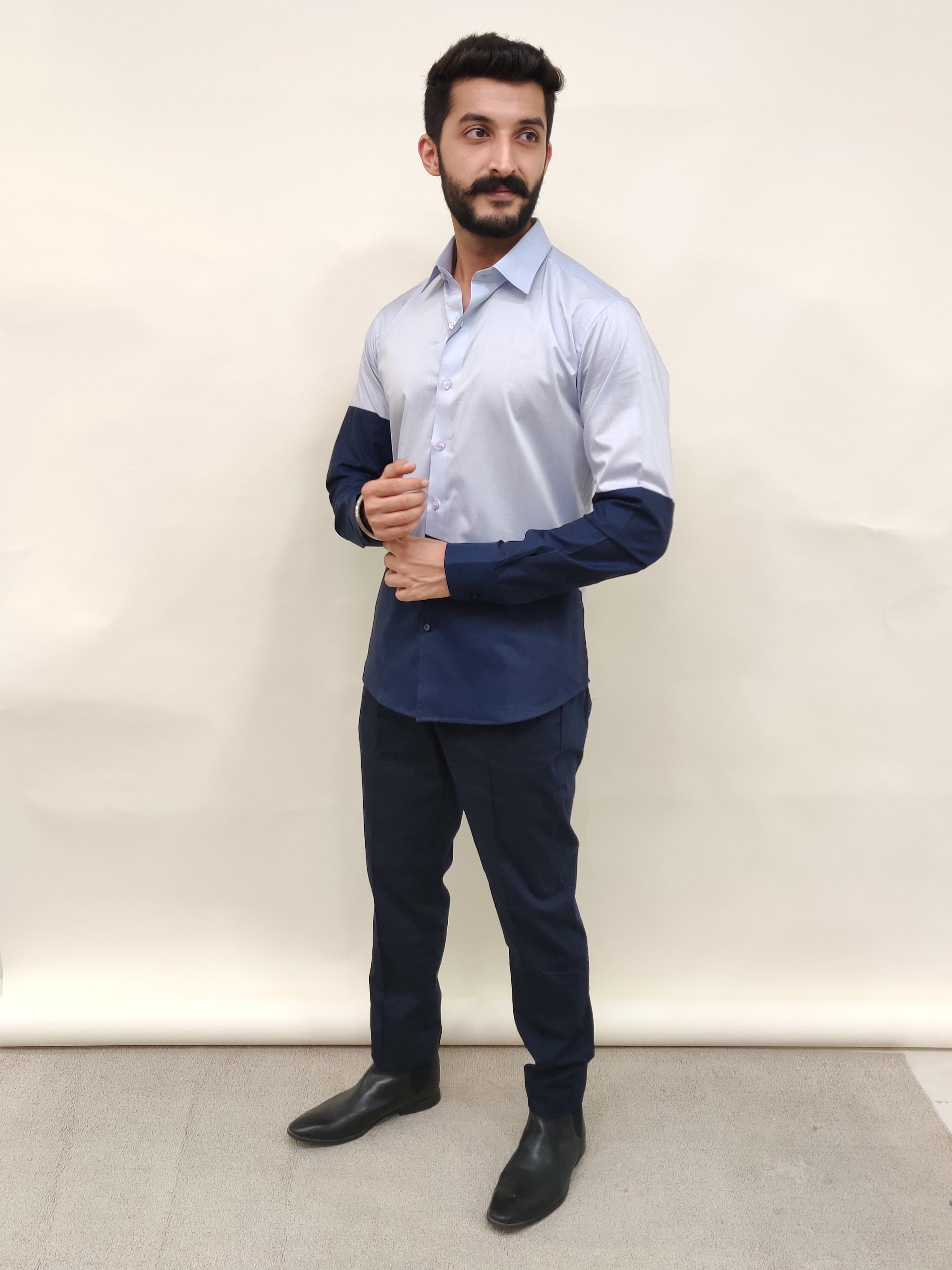 blue casual men shirt - 17635476 - Zoom Image - 1