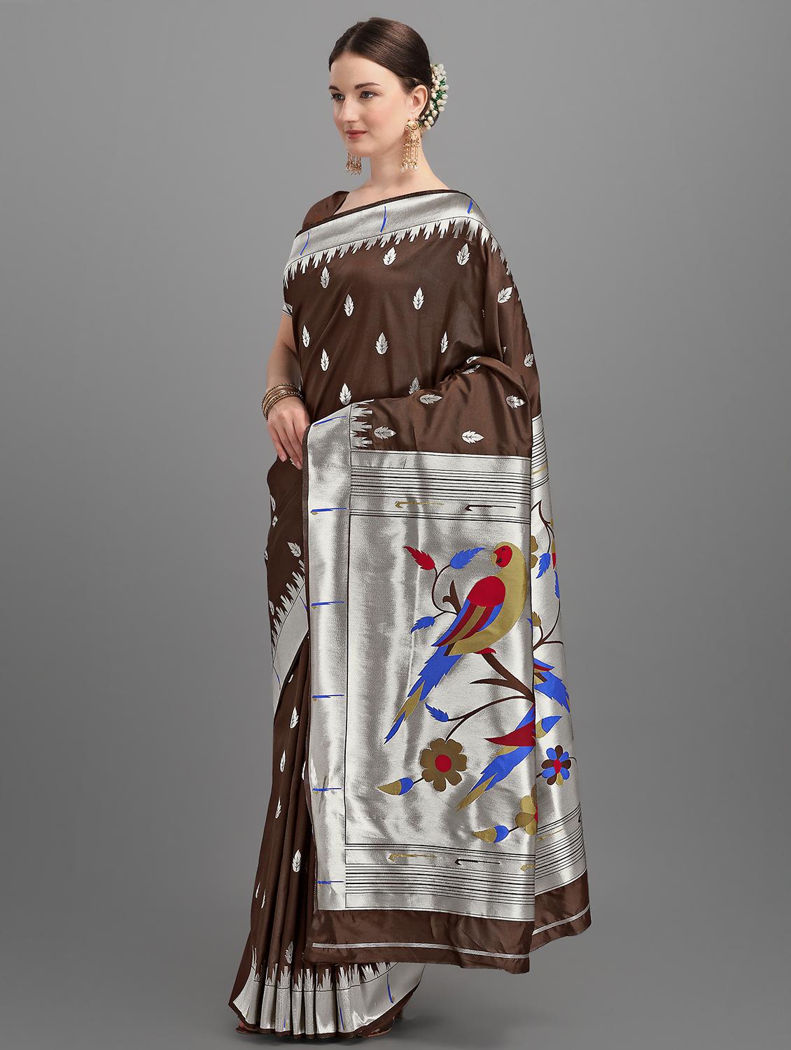 ethnic motifs paithani saree with blouse - 17635527 - Zoom Image - 2