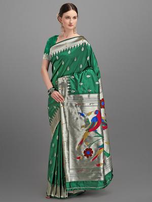 ethnic motifs paithani saree with blouse - 17635528 - Standard Image - 2
