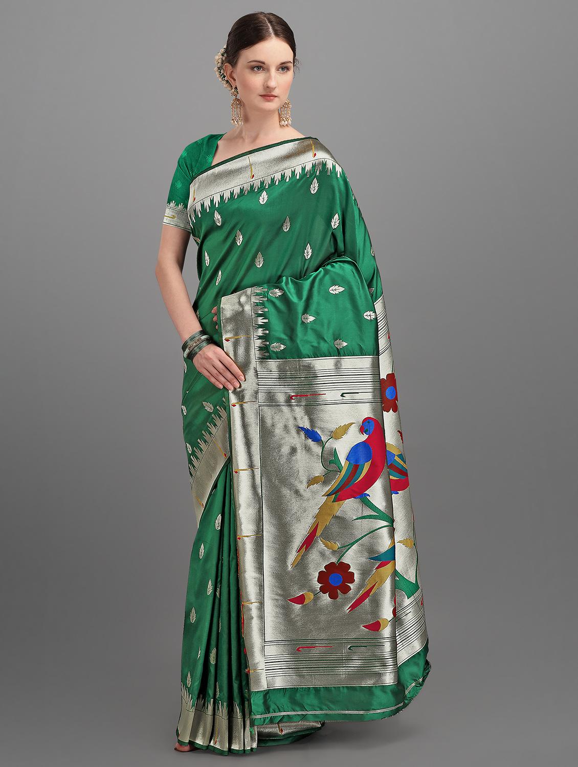 ethnic motifs paithani saree with blouse - 17635528 - Zoom Image - 2