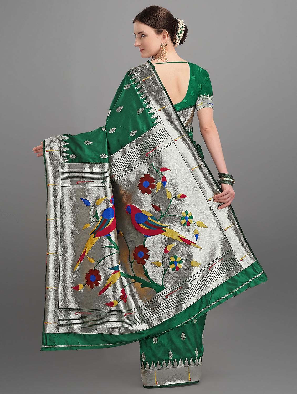 ethnic motifs paithani saree with blouse - 17635528 - Zoom Image - 3