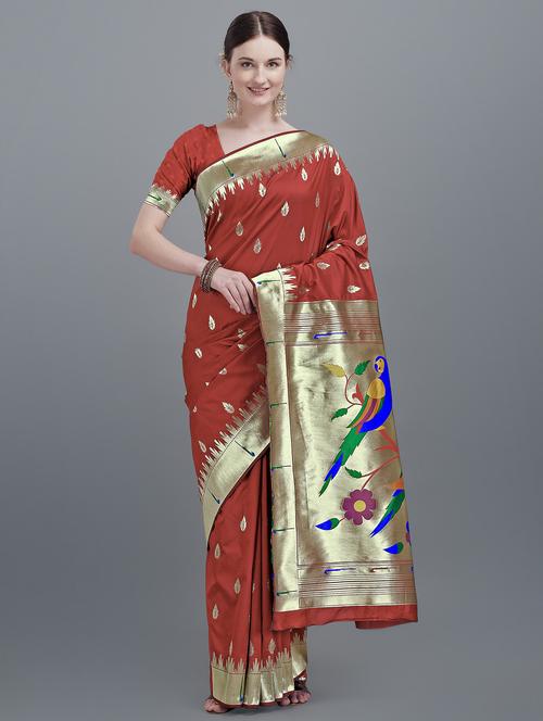 ethnic motifs paithani saree with blouse - 17635531 - Standard Image - 1