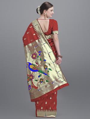 ethnic motifs paithani saree with blouse - 17635531 - Standard Image - 3
