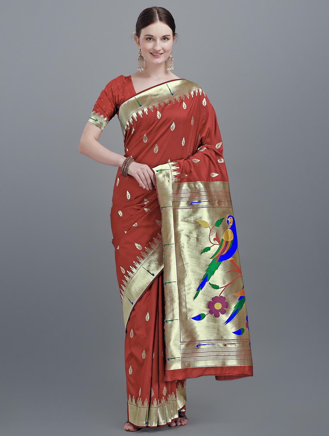 ethnic motifs paithani saree with blouse - 17635531 - Zoom Image - 1