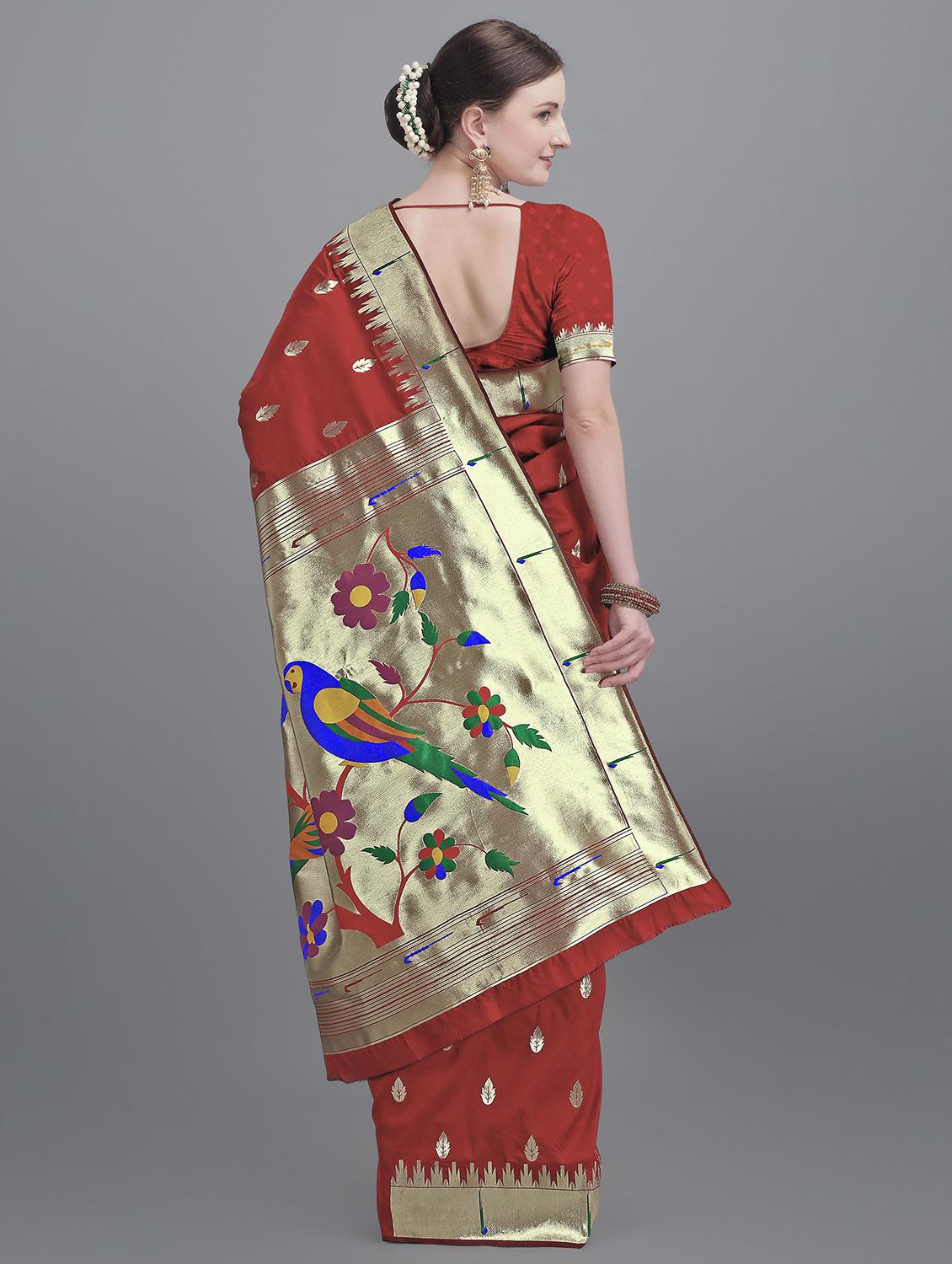 ethnic motifs paithani saree with blouse - 17635531 - Zoom Image - 3