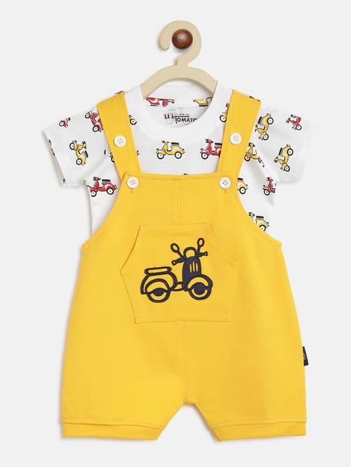 yellow graphic print dungaree set - 17635547 - Very Small Image - 1