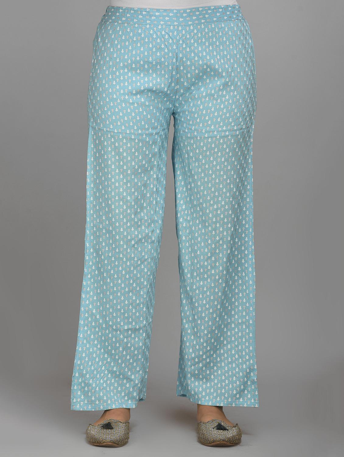 blue rayon kurta palazzo set - 17635619 - Zoom Image - 4