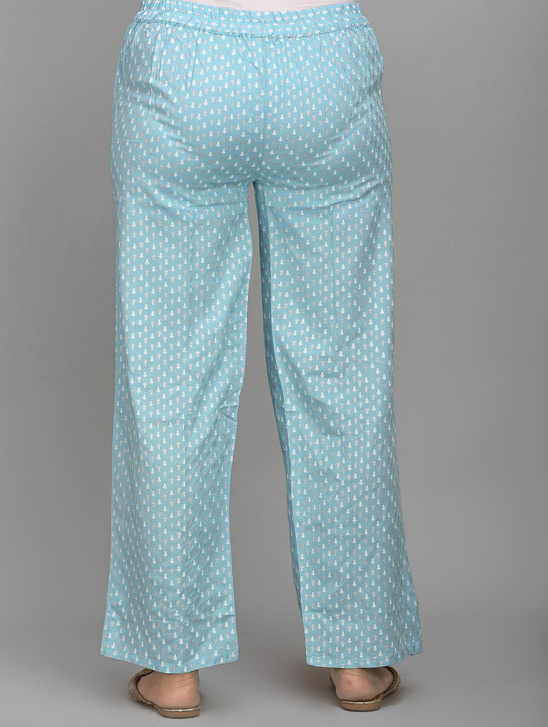 blue rayon kurta palazzo set - 17635619 - Zoom Image - 5