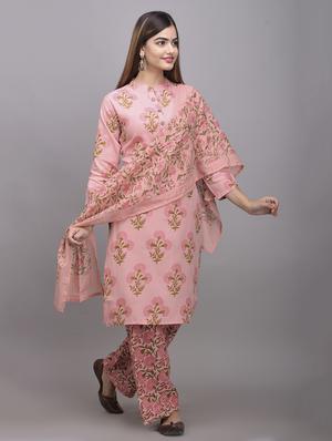 pink rayon kurta palazzo set - 17635638 - Standard Image - 2