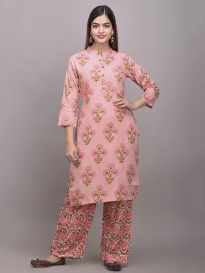 pink rayon kurta palazzo set - 17635638 - Standard Image - 4