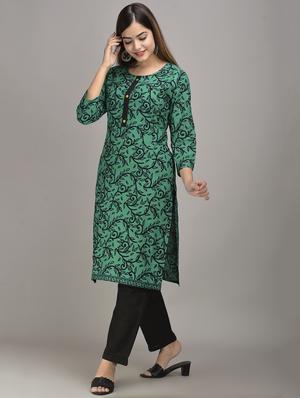green cotton kurta pant set - 17635643 - Standard Image - 2