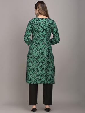 green cotton kurta pant set - 17635643 - Standard Image - 3