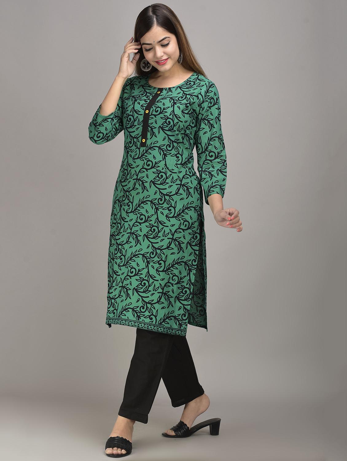 green cotton kurta pant set - 17635643 - Zoom Image - 2
