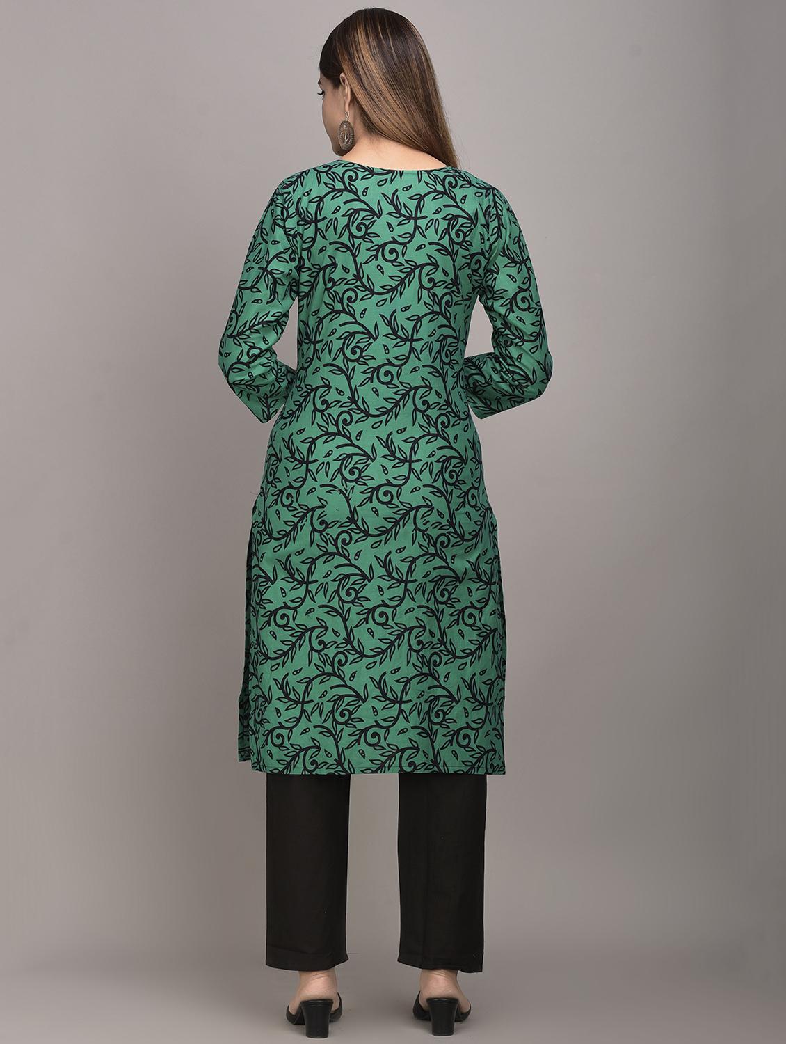 green cotton kurta pant set - 17635643 - Zoom Image - 3
