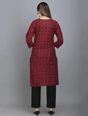 red cotton kurta pant set - 17635658 - Standard Image - 3