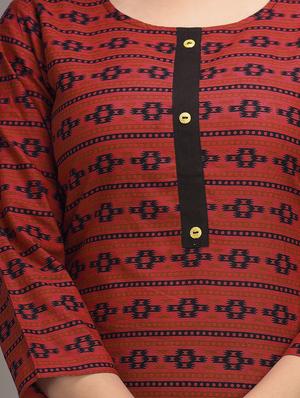 red cotton kurta pant set - 17635658 - Standard Image - 6