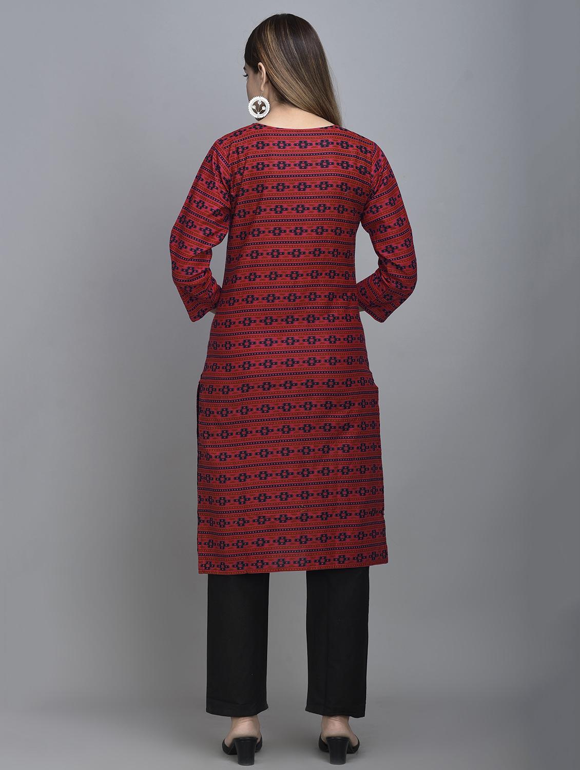 red cotton kurta pant set - 17635658 - Zoom Image - 3