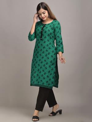 green cotton kurta pant set - 17635664 - Standard Image - 2