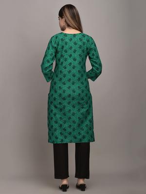 green cotton kurta pant set - 17635664 - Standard Image - 3