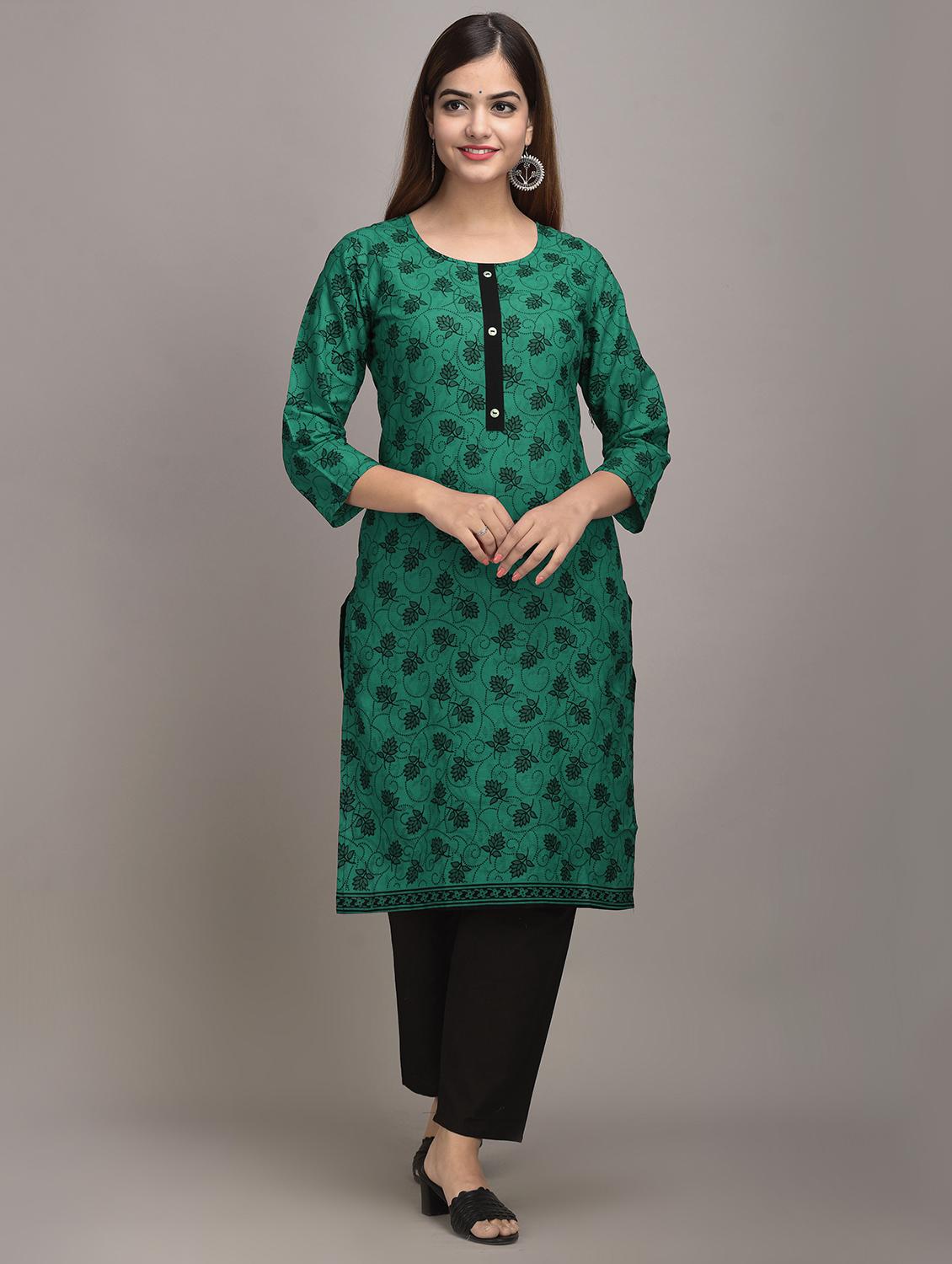 green cotton kurta pant set - 17635664 - Zoom Image - 1