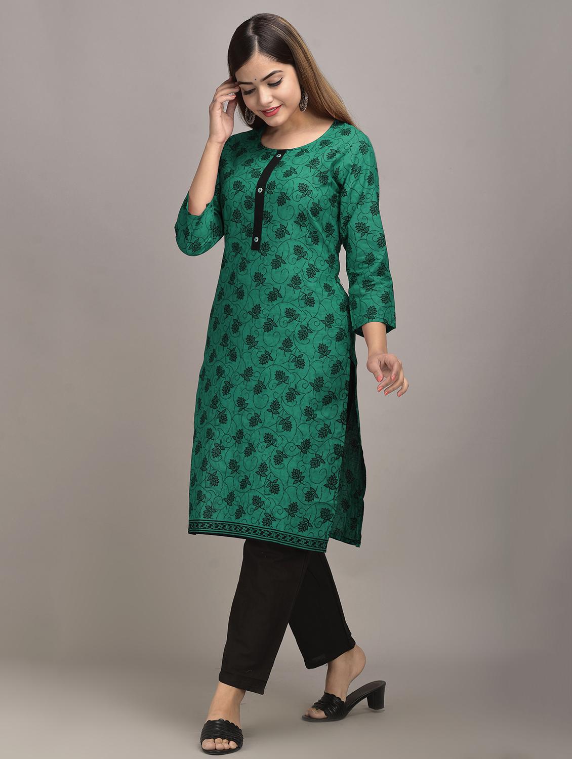 green cotton kurta pant set - 17635664 - Zoom Image - 2