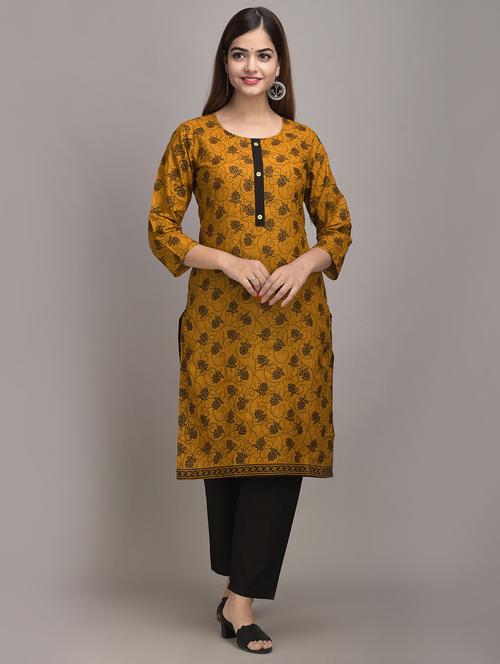 yellow cotton kurta pant set - 17635666 - Standard Image - 1