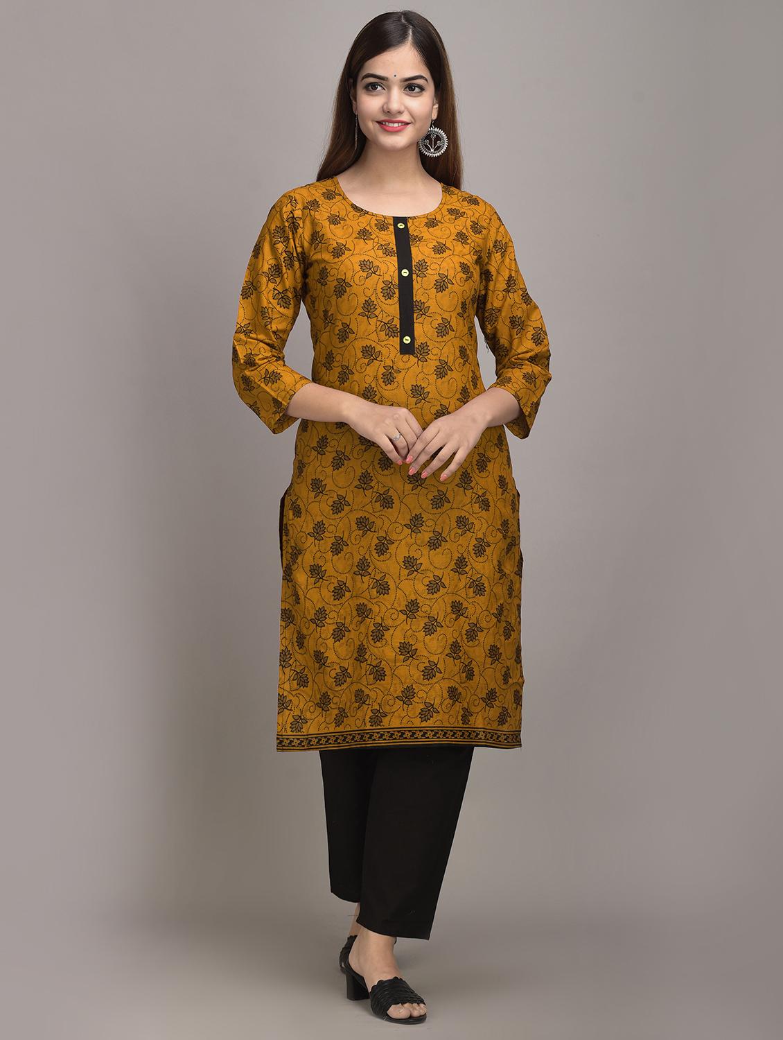 yellow cotton kurta pant set - 17635666 - Zoom Image - 1