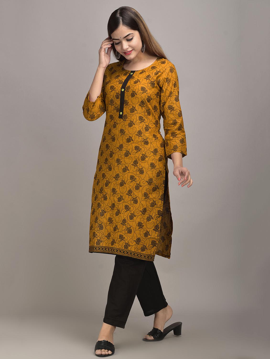 yellow cotton kurta pant set - 17635666 - Zoom Image - 2