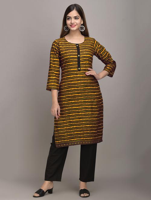 yellow cotton kurta pant set - 17635670 - Standard Image - 1