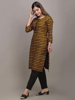 yellow cotton kurta pant set - 17635670 - Standard Image - 2