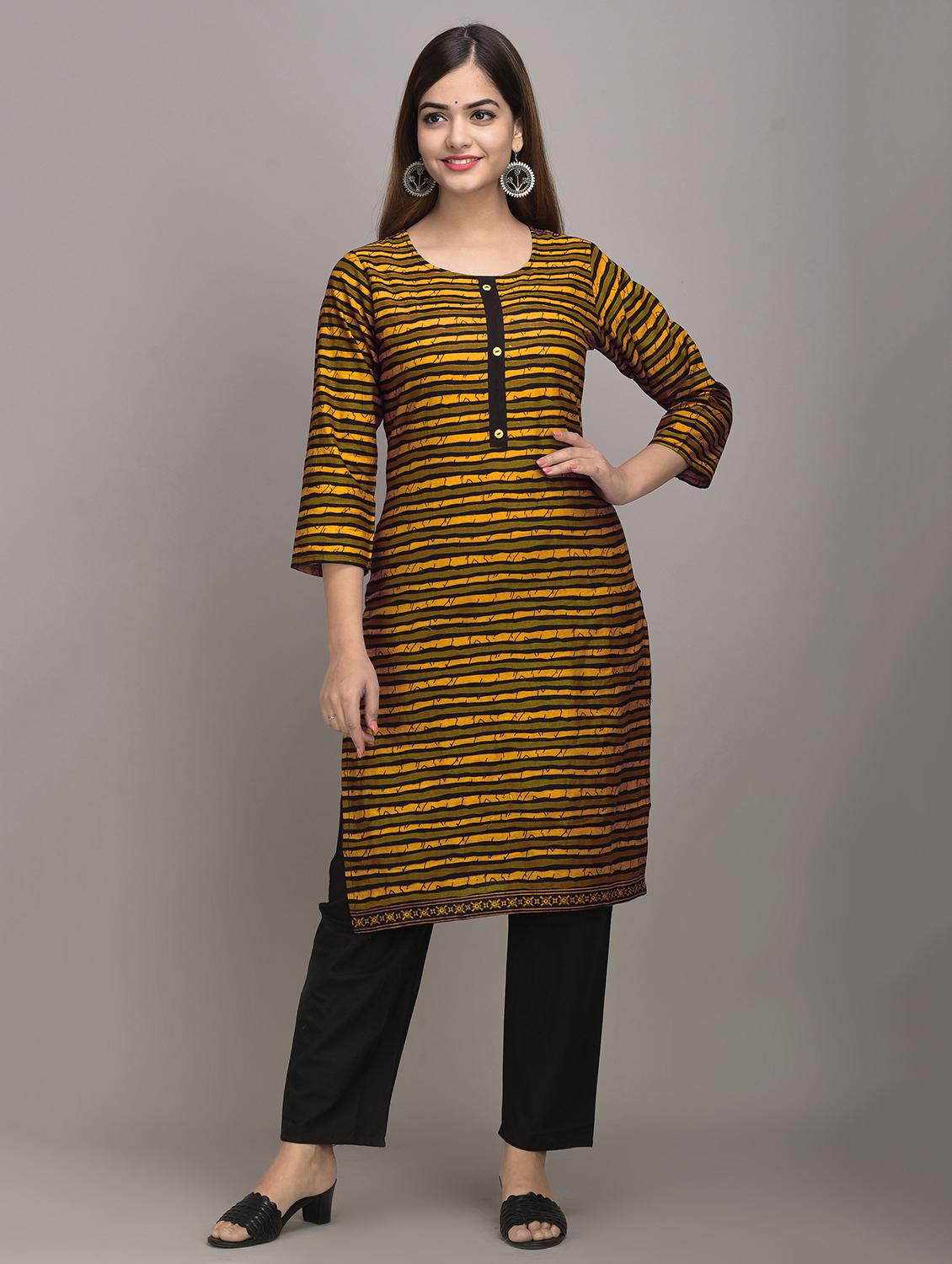 yellow cotton kurta pant set - 17635670 - Zoom Image - 1