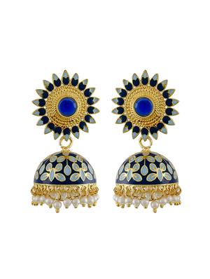 blue brass jhumka earring - 17635671 - Standard Image - 2