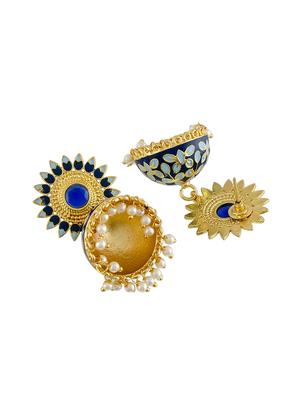 blue brass jhumka earring - 17635671 - Standard Image - 3