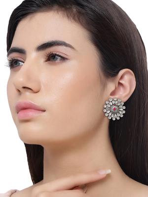 red brass studs earring - 17635700 - Standard Image - 3