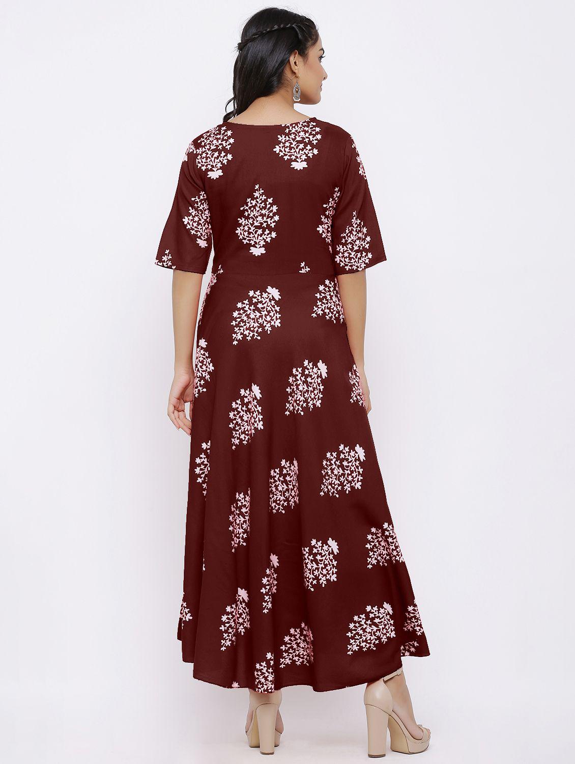 red rayon flared gown - 17635752 - Zoom Image - 3
