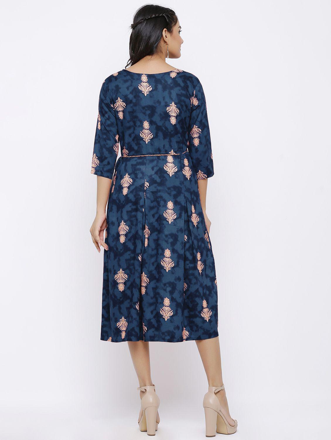 blue rayon aline ethnic dress - 17635759 - Zoom Image - 3