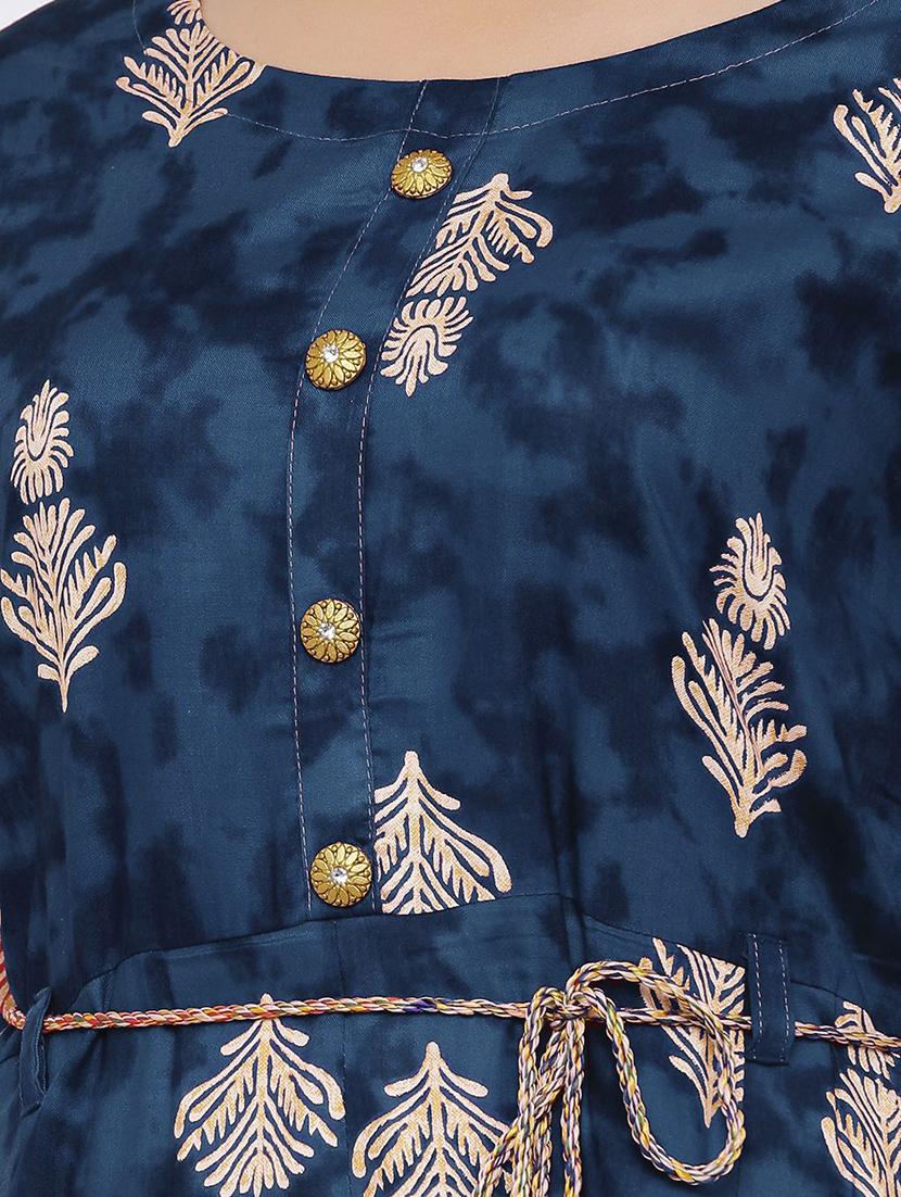 blue rayon aline ethnic dress - 17635759 - Zoom Image - 4