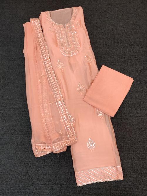 semi stitched embroidered suit set - 17635764 - Standard Image - 1