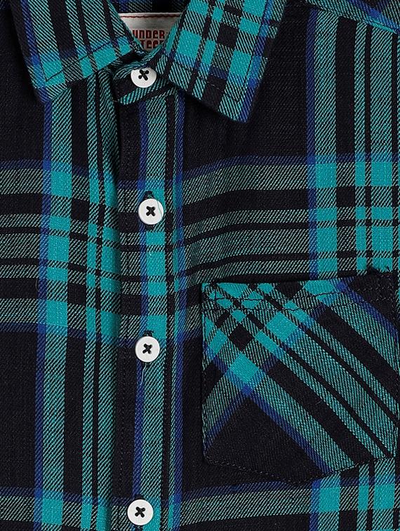 navy blue checks shirt - 17636184 - Zoom Image - 3