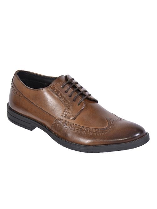 tan leather derbis shoes - 17636751 - Standard Image - 1