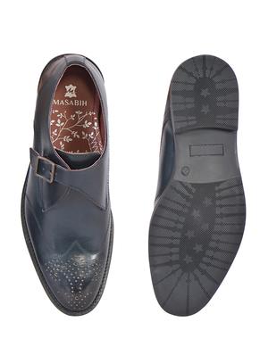 navy leather monkstraps shoes - 17636767 - Standard Image - 4