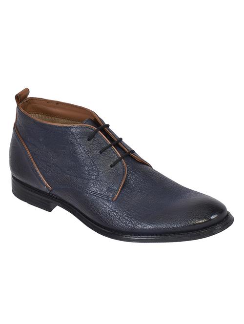 blue leather ankle boots shoes - 17636787 - Standard Image - 1